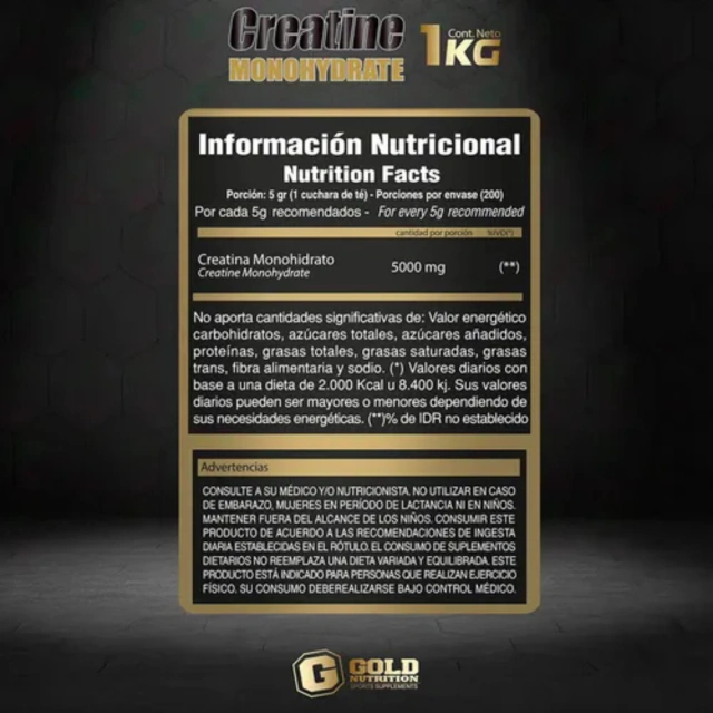 CREATINA MONOHIDRATO 1KG - GOLD NUTRITION — foto 2