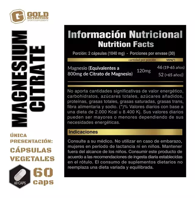 MAGNESIUM CITRATE X60CAP - GOLD NUTRITION — foto 2