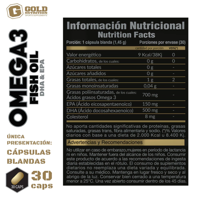 OMEGA 3 - FISH OIL X30CAP - GOLD NUTRITION — foto 2
