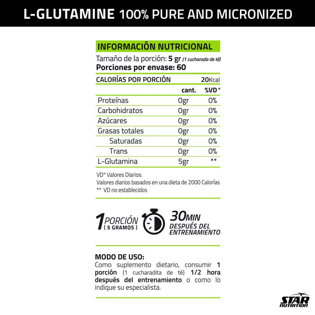 L-GLUTAMINE X300gr - STAR NUTRITION — foto 2