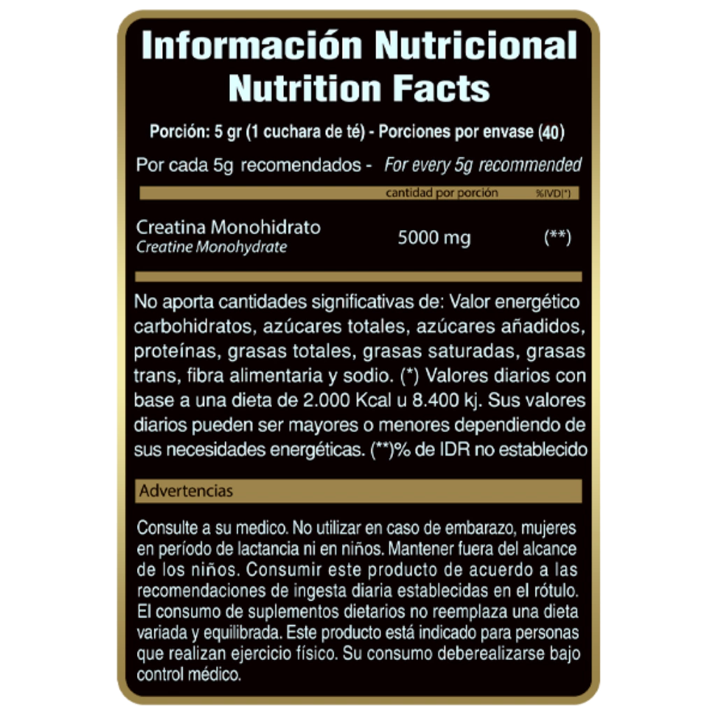 CREATINA MONOHIDRATO X200gr - GOLD NUTRITION — foto 2